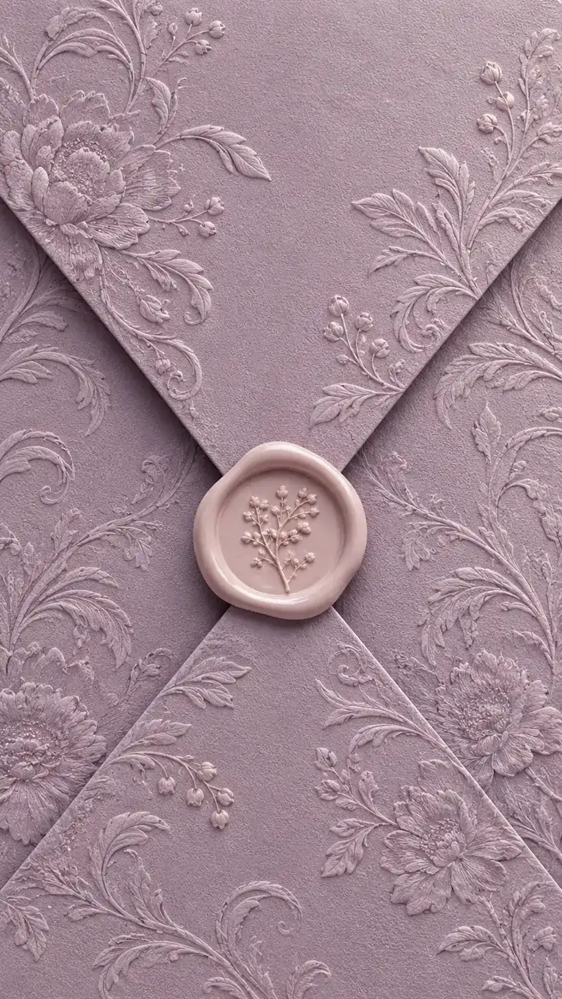 Amon & Sabina — the lavender envelope and wax seal from the invitation
