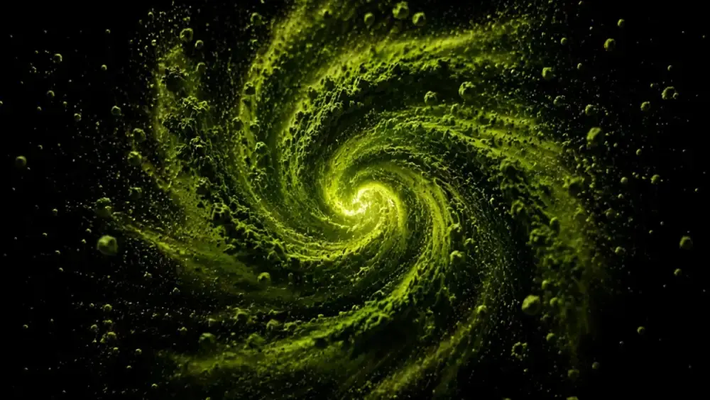 Matchaholic — matcha whisked into a vortex, from the film that runs behind the site